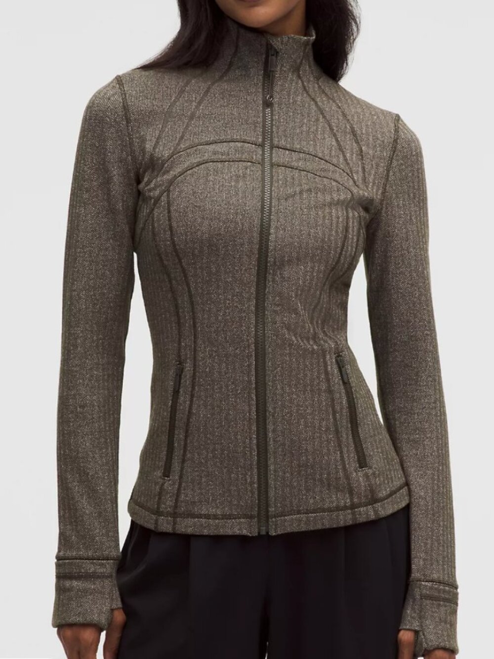 Lululemon Define Jacket: Heathered Herringbone Olive Brown Dark Olive